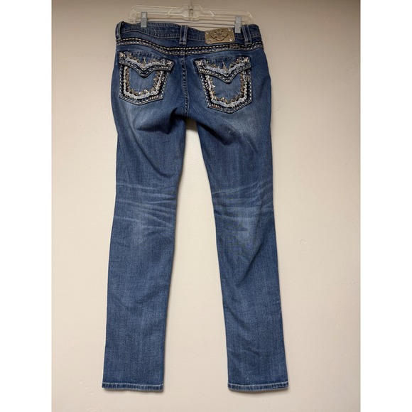 Miss Me Jeans Size 28 Boyfriend Ankle Distressed Embellished Pockets - Picture 7 of 9